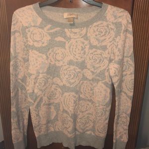 Pink glitter flower and grey long sleeve top!!🤗